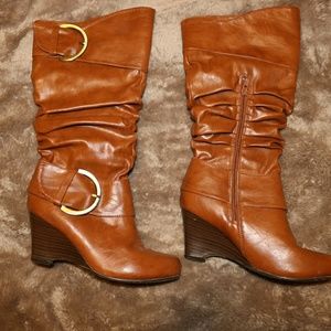 Brown slouch boots